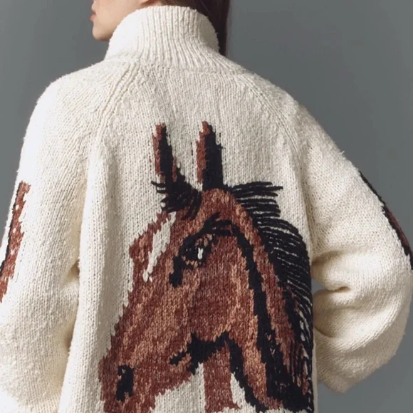 Anthropologie Pilcro horse sweater jacket - Picture 1 of 5